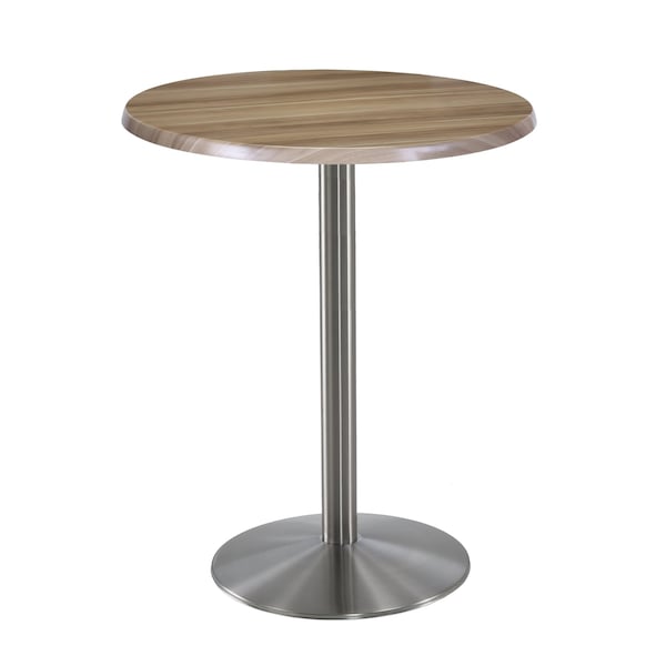 42" Tall OD214 Stainless Steel Table Base 22" Diameter 30" Diameter Natural Top